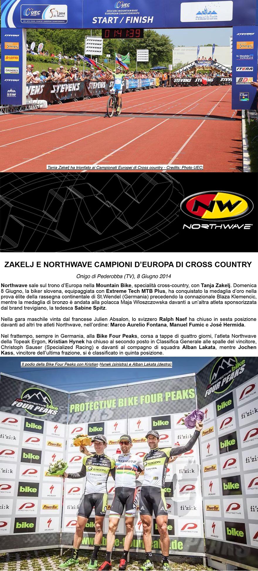 ZAKELJ E NORTHWAVE CAMPIONI DEUROPA DI CROSS COUNTRY  Comunicato Stampa 8 Giugno 2014